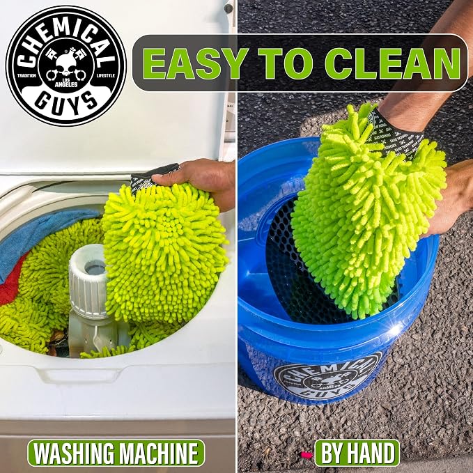 Chemical Guys Chenille Premium Scratch-Free Microfiber Wash Mitt for Car Washing - Lime Green,Ultra-Soft Car Wash Glove,Swirl-Free Finish,Safe for Trucks,SUVs,Motorcycles,and More,(Pack of 12)