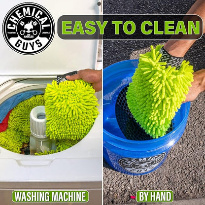 Chemical Guys Chenille Premium Scratch-Free Microfiber Wash Mitt for Car Washing,Lime Green,Ultra-Soft Car Wash Gloves,Swirl-Free Finish,Safe for Trucks,SUVs,Motorcycles,and More,(Pack of 24)
