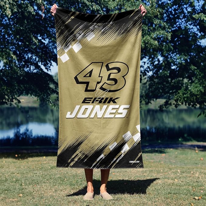 Northwest NASCAR Erik Jones Simple Speed Beach Towel, Cotton Blend Lightweight Bath, Pool Swim Travel Fan Gear, 30 x 60 Inch