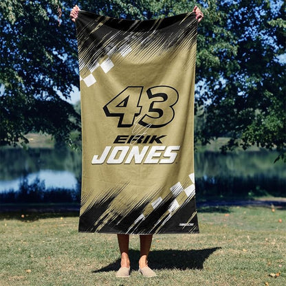 Northwest NASCAR Erik Jones Simple Speed Beach Towel, Cotton Blend Lightweight Bath, Pool Swim Travel Fan Gear, 30 x 60 Inch
