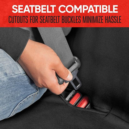 Motor Trend Front & Rear Car Seat Covers Full Set - Gray Cloth Bucket Seat Covers for Front Seats + Waterproof Rear Split Bench Cover – Universal Fit for Car Truck SUV Van Interior Protection