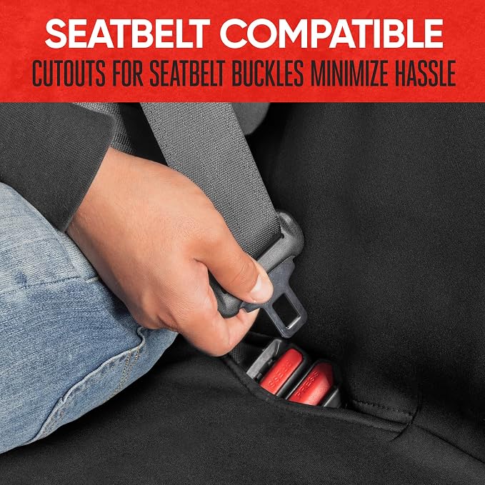 Motor Trend Front & Rear Car Seat Covers Full Set - Gray Cloth Bucket Seat Covers for Front Seats + Waterproof Rear Split Bench Cover – Universal Fit for Car Truck SUV Van Interior Protection