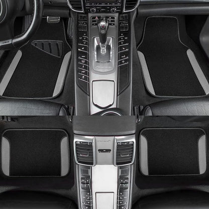 CAR PASS Rainbow Waterproof Universal Fit Faux Leather Car Carpet- Anti-Slip Nibbed Backing Floor Mats for SUV, Vans, Sedans, Trucks, Automotive Set of 4 (Black with Gray)