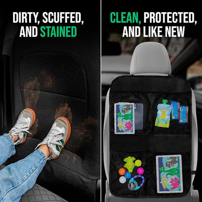 Todays Kids 2 Pack Kick Mats Back Seat Protector - Backseat Car Organizer for Kids, Car Storage Organizer, Back Seat Cars Organizers, Cars Organizers Backs Seats, Travel Accessories, 4 Pockets
