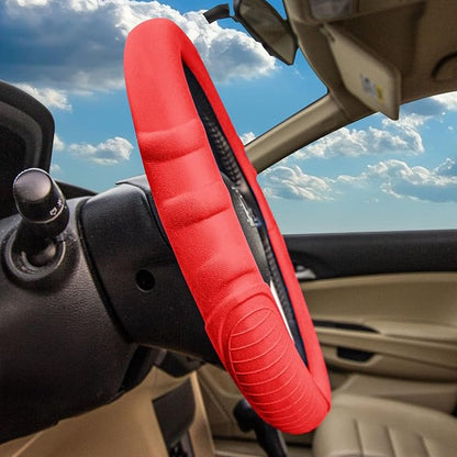 FH Group Universal Fit Silicone with Grip and Pattern Massaging Grip Steering Wheel Cover fits most Cars, SUVs, Trucks, and Vans Yellow