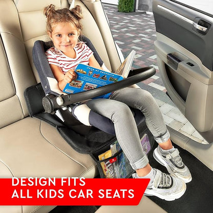 Helteko Carseat Protector with Thickest Padding, 2 Pack Auto Seat Pad from Waterproof & Stain Resistant for Child Baby , Kick Mat Material for Leather and Fabric Seat
