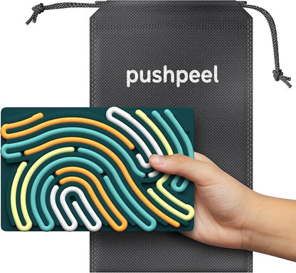 Pushpeel Sensory Activity Board: Silicone Fidget Toy for Calming, Stress, Anxiety, ADHD & Autism | Silent, No Mess | Kids 3+ & Adults | Includes Portable Travel Bag & 11 Strings