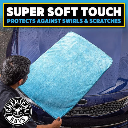 Chemical Guys Woolly Mammoth Large Microfiber Drying Towel - 36 x 25 Inch Blue, Ultra Plush Super Absorbent Car Drying Towel for Cars, Trucks, SUVs, Motorcycles, RVs, and Auto Detailing