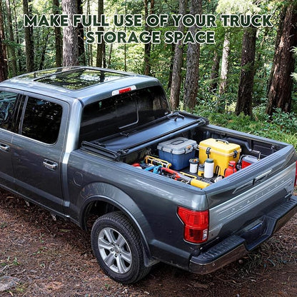 RHOBRA Soft Tri-Fold Truck Bed Tonneau Cover Compatible with 2016-2023 Toyota Tacoma 5ft Bed (Excl. Trail Edition), 26.5oz Vinyl Truck Bed Cover, Weather Resistant Bed Cover