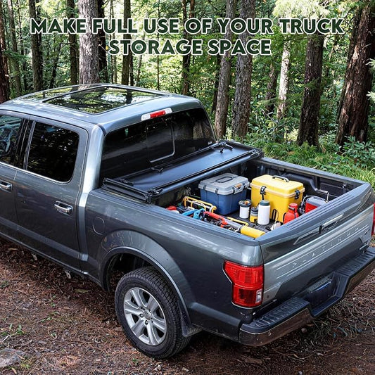 RHOBRA Soft Tri-Fold Truck Bed Tonneau Cover Compatible with 2016-2023 Toyota Tacoma 5ft Bed (Excl. Trail Edition), 26.5oz Vinyl Truck Bed Cover, Weather Resistant Bed Cover