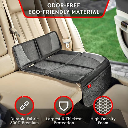 Helteko Carseat Protector with Thickest Padding, 2 Pack Auto Seat Pad from Waterproof & Stain Resistant for Child Baby , Kick Mat Material for Leather and Fabric Seat