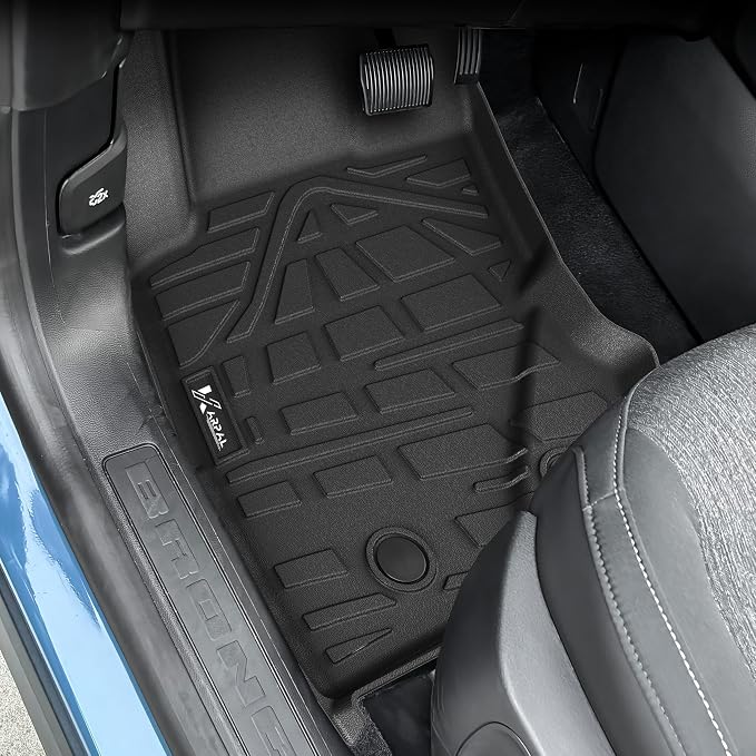 KARPAL Floor Mats for 2021-2025 2026 Ford Bronco 4 Door (Not fit Sport), Custom Fit TPE All Weather Ford Bronco Accessories 1st&2nd Row Floor Liner & Cargo Liner Backrest Mat