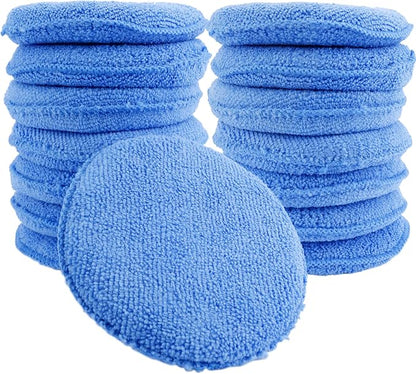 Wax Applicator Pads,Augshy 15 Pcs 4.72" Microfiber Applicator Pads Polishing Pad Buffing Pads (Blue)