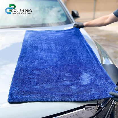 Polish Pro Microfiber Car Drying Towel, Set of 3pcs: X-Large 35"x 24" + Small 16"x16" + Free Wash Mitt, Ultra Absorbent, Microfiber Drying Towel for Cars. 1400GSM.
