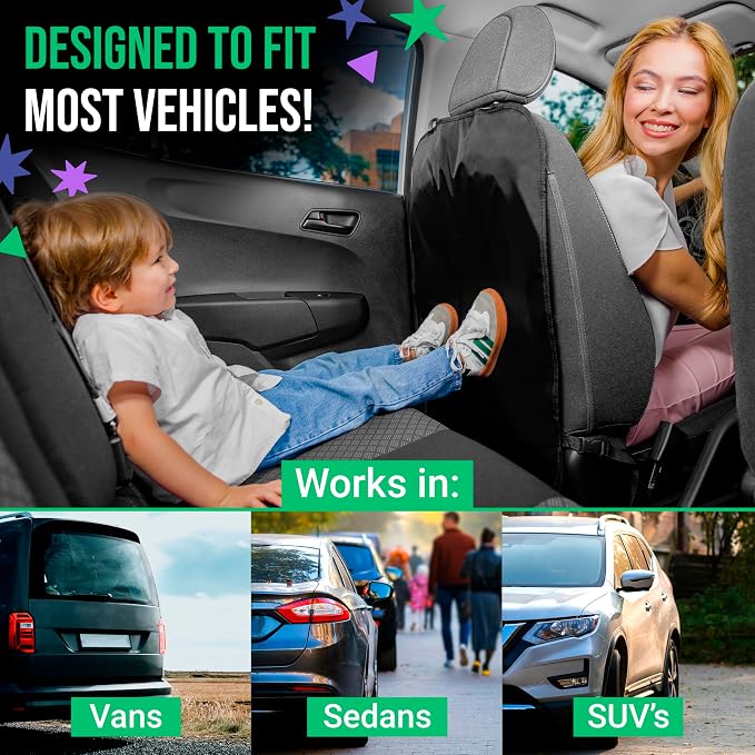 Todays Kids 2 Pack Kick Mats Back Seat Protector - Backseat Car Organizer for Kids, Car Storage Organizer, Back Seat Cars Organizers, Cars Organizers Backs Seats, Travel Accessories, No Pockets