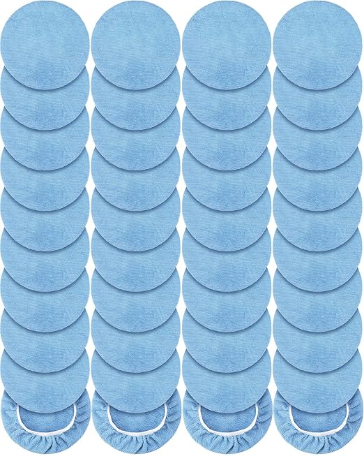 Tallew 40 Pcs 9 to 10 Inches Buffer Pads Bulk Car Polisher Bonnets Orbital Buffer Bonnets Microfiber Polishing Pad Car Wax Cover for Cleaning and Polishing (Light Blue)