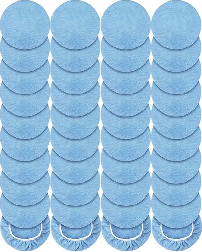 Tallew 40 Pcs 9 to 10 Inches Buffer Pads Bulk Car Polisher Bonnets Orbital Buffer Bonnets Microfiber Polishing Pad Car Wax Cover for Cleaning and Polishing (Light Blue)