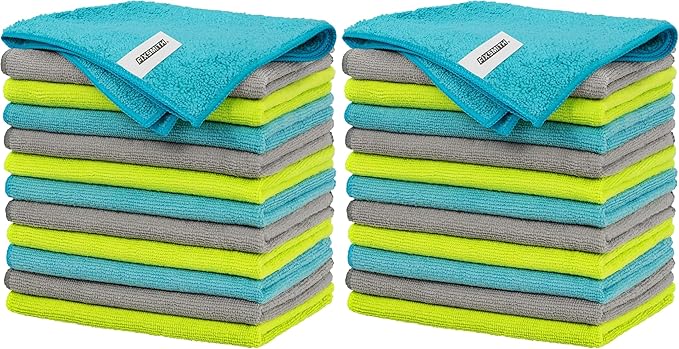 FIXSMITH Microfiber Cleaning Cloth - Pack of 24, Multi-Functional Towels, Size: 12 x 16 in, Highly Absorbent Rags, Lint-Free, Streak-Free for Car, Kitchen, Home, Office