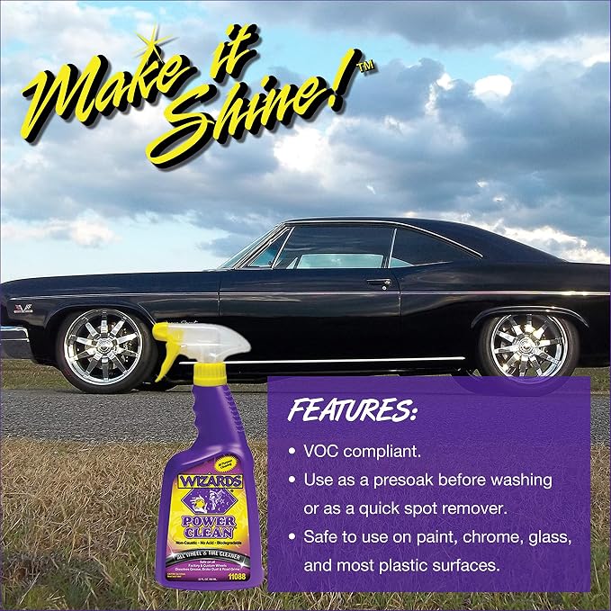 Wizards Car Detailing Kit - Premium and Comprehensive Car Cleaning Kit - 7 Piece Car Detail Kit with Mist n Shine, Tire and Vinyl Shine, Wash, Shine Master - Great Car Cleaning Gift Set