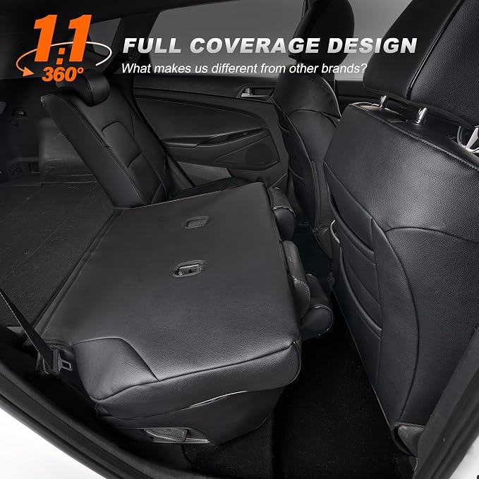 TTX LIGHTING Custom Fit Seat Covers for Hyundai Tucson 2019 2020 2021 Limited,SE,SEL,Value,Sport,Ultimate Faux Leather Full Set Compatible Airbag Car Seat Protector Black