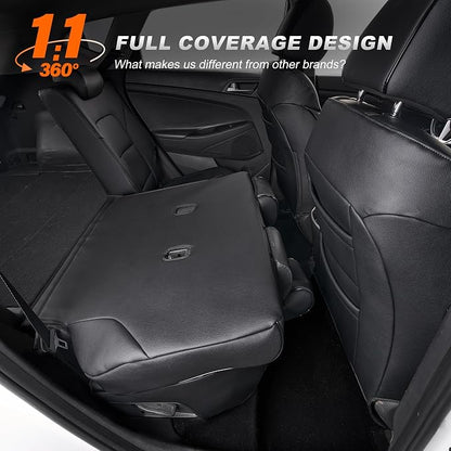 TTX LIGHTING Custom Fit Seat Covers for Hyundai Tucson 2019 2020 2021 Limited,SE,SEL,Value,Sport,Ultimate Faux Leather Full Set Compatible Airbag Car Seat Protector Black
