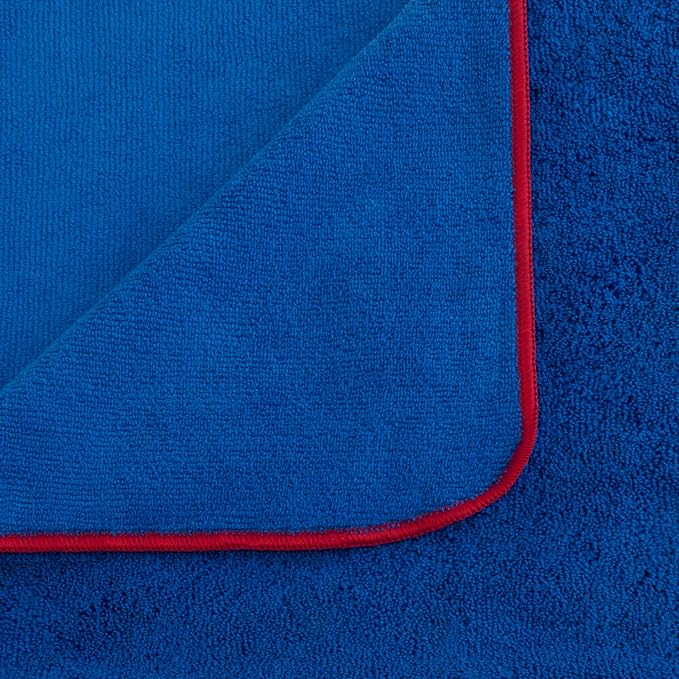 Detailer's Preference Dual Pile 400 GSM Microfiber Towels with Red Trim, All-Purpose Terry Weave Cleaning Cloths for Auto, Home, Boat, Scratch-Free & Reusable, 16x24 Inches, 12-Pack