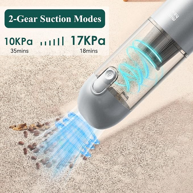 Minthouz Car Vacuum Portable Cordless 17000Pa - 120W Handheld Vacuum Rechargeable with Blower, Ultra Lightweight Mini Vacuum Cleaner with 2 Filters for Car Home Pet Office Keyboard