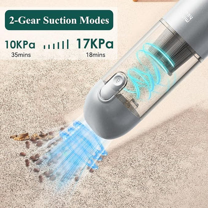 Minthouz Car Vacuum Portable Cordless 17000Pa - 120W Handheld Vacuum Rechargeable with Blower, Ultra Lightweight Mini Vacuum Cleaner with 2 Filters for Car Home Pet Office Keyboard