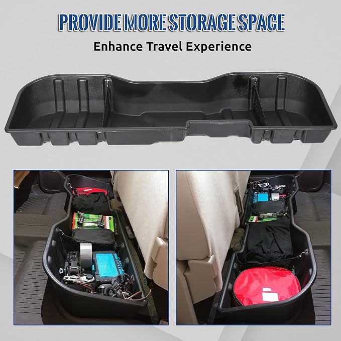 ECOTRIC 8pcs Underseat Storage Box Compatible with 2007-2018 Silverado 2007-2019 GMC Sierra 1500 2500HD 3500HD Under Seat Storage Container Crew Cab Replacement for #23183674