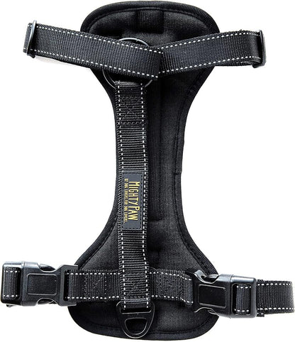 Mighty Paw Dog Car Harness - Vehicle Safety Gear - 2 Leash Attachment - Adjustable Straps - Reflective Stitching - Soft Padding - Standard Harness Functionality - No Pull Front Leash Attachment - L