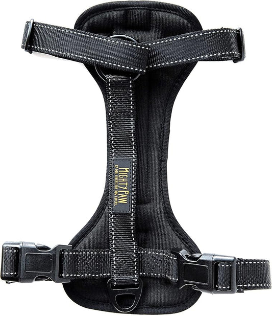 Mighty Paw Dog Car Harness - Vehicle Safety Gear - 2 Leash Attachment - Adjustable Straps - Reflective Stitching - Soft Padding - Standard Harness Functionality - No Pull Front Leash Attachment - L