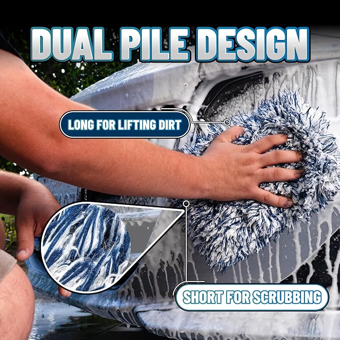 Chemical Guys Dually Wash Pad Microfiber Car Wash Pad Dual Surface Cleaning Pad for Paint Clear Coat Glass Wheels and Exterior Surfaces