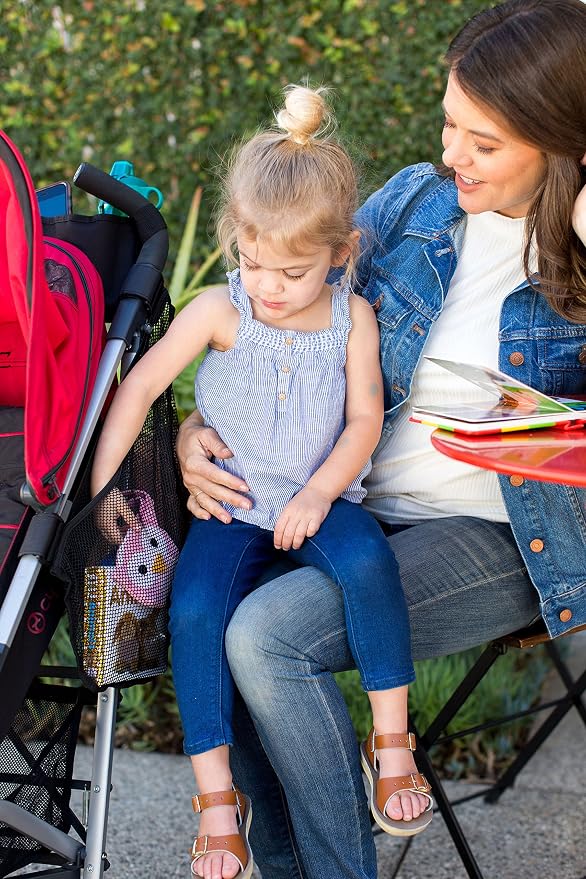 J.L. Childress Side Sling Cargo Net - Stroller Organizer Attachment for Storage, Mesh Bag for Baby Accessories, Universal Fit, Non-Slip and Adjustable Straps - Black