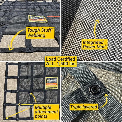 Gladiator Cargo Nets- Heavy Duty Cargo Net -Truck Accesories-Truck organizer -Bed Cover-Interior- Roof Rack-Trunk organizer-Cargo Net Offroad-SUV -Rubicon -Camping-(WLL)1,500 lbs (GRN-100) 4.8' x 5.3'