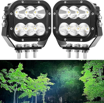 LED Off Road Lights, LED Driving Pod Lights 120W 10000lm IP68 Ultra Bright Square Combo Beam for Car Boat ATV UTV RV Golf Cart Pickup Tractor Work Lights 12V 24V, Pair