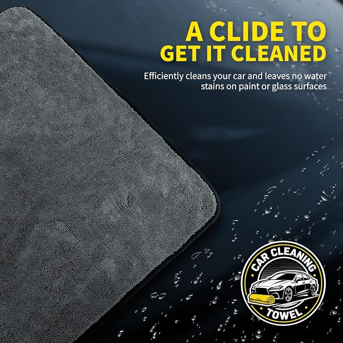 2-Pack Car Drying Towel 24"x40" - 10"x12" Detailing Pros & Home Users - 1300 GSM Microfiber Towels Absorbs Over 11lbs of Water Leaves No Streaks, Spots or Scratches Dries an Entire Vehicle