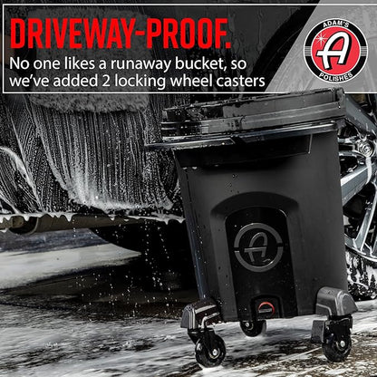 Adam's Double Complete Premium Detailing Bucket - Car Wash Bucket with Grit Guard, Seat Pad, Organization Rack, Drain Plug, 2 Locking Wheels | Innovative Detail 5 Gallon Bucket Kit System