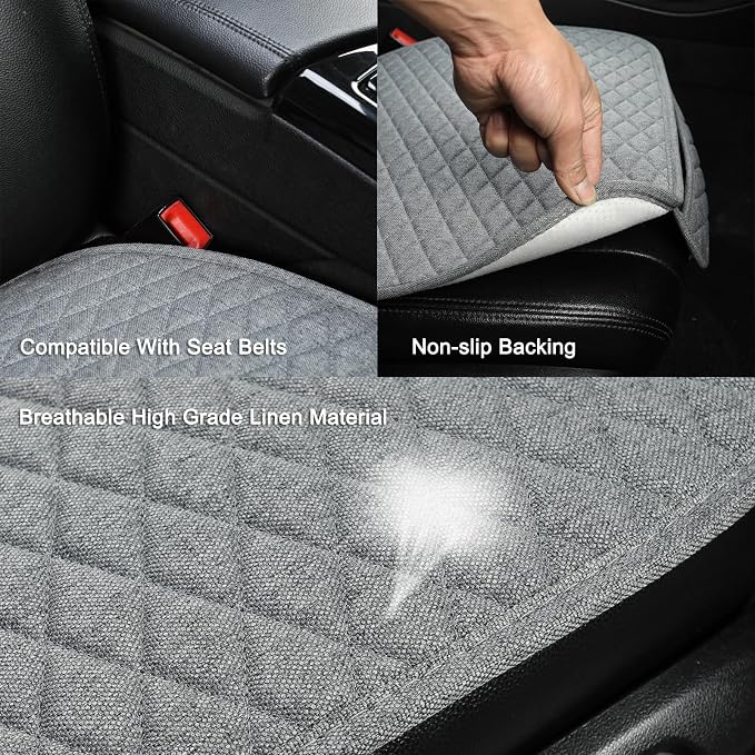 West Llama Linen Car Seat Covers,Bottom Seat Covers for Cars Include 1 Pair Front Driver Seat Pad Mat and 1 Rear Bench Cover Universal Fits 90% Vehicles,SUVs,Cars,Sedans(3Piece-Gray)
