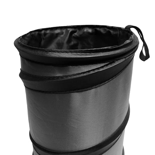 FH Group Automotive Waterproof Portable Collapsible Large Trash Can Garbage Container fits Most Cars,Polyethylene,SUVs,and Trucks Gray