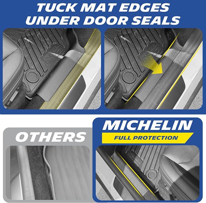 Michelin Vehicle Mat, All-Weather TPE Custom Fit Liner for Tesla Model Y 5 Seat Floor Mats 2025-2027 (7 Piece), Premier