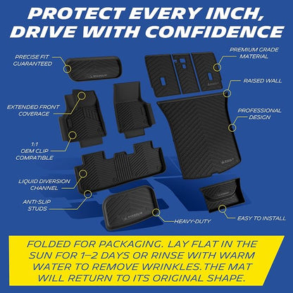 Michelin Vehicle Mat, All-Weather TPE Custom Fit Liner for Tesla Model Y 5 Seat Floor Mats 2025-2027 (10 Piece), Premier