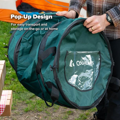 Coghlan's Deluxe Durable Pop-Up Trash Can – Collapsible Garbage Bin with Zippered Lid, Bag Clips, and Anchoring Points for Camping, Home, and Outdoor Use – 29.5 Gallon