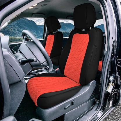 FH Group Custom Fit Car Seat Covers Specifically Made for 2022-2026 Nissan Frontier, Full Set Red Ultraflex Neoprene Waterproof Automotive Seat Covers for Pickup Truck, Nissan Accessories