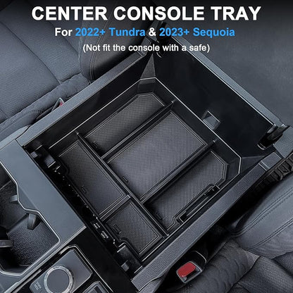 TOPINSTALL 5 Compartments Console Organizer Compatible with 2022-2026 Toyota Tundra/Sequoia 2023-2026, Plastic Armrest Storage Box Full Size Tray (Not for the Console with Safe)