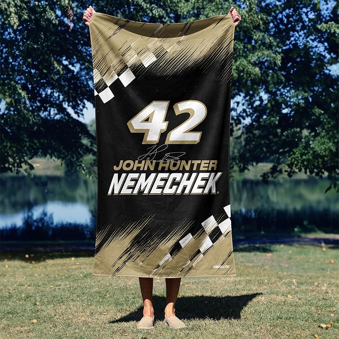 Northwest NASCAR John Hunter Nemechek Simple Speed Beach Towel, Cotton Blend Lightweight Bath, Pool Swim Travel Fan Gear, 30 x 60 Inch