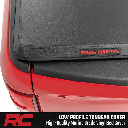 Rough Country Soft Tri-Fold Tonneau Cover for Chevy Silverado & GMC Sierra 1500 (2019-2026) – Weather-Resistant Truck Bed Cover