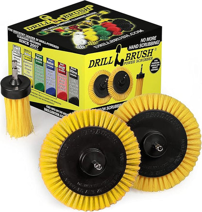 Tile and Grout Cleaning Drill Brush Set - 3 pack Drill Brush Power Scrubber Cleaning Brush Yellow Medium Stiffness - Shower Floor Scrub Brush for Drill - Bathroom Scrub Brush for Drill - Crevice Brush
