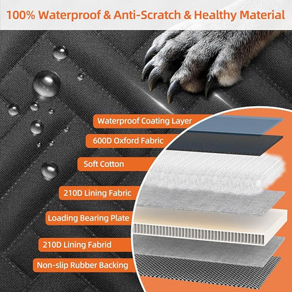 Back Seat Extender for Trucks,Hard Bottom Car Seat Cover for Dogs with Mesh Window,Waterproof Hard Bottom Dog Car Seat Cover for Ford/GMC/Chevrolet/Toyota/RAM Crew Cab Trucks&Full-Size SUVs (XL-Black)