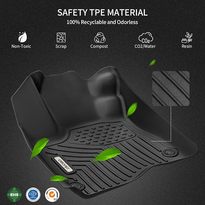 OEDRO Floor Mats Fit for 2015-2017 Toyota Camry, TPE All-Weather Camry Car Mats Includes 1st and 2nd Row: Front, Rear, Full Set Liners, Black