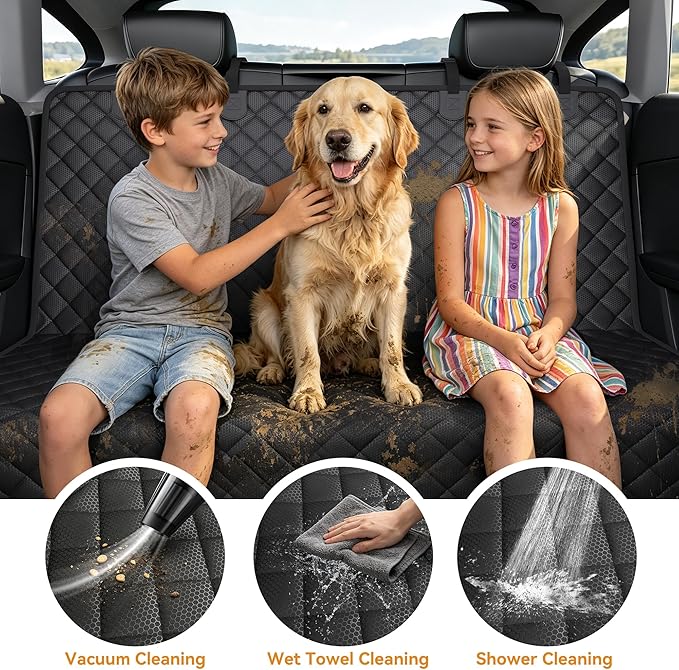 PETICON Dog Car Seat Cover for SUV, Waterproof Back Seat Cover for Toyota Tacoma/Jeep Grand Cherokee/Ford Explorer/Ranger/Chevrolet Colorado, Scratch-Proof Nonslip Durable Rear Seat Cover for Dogs